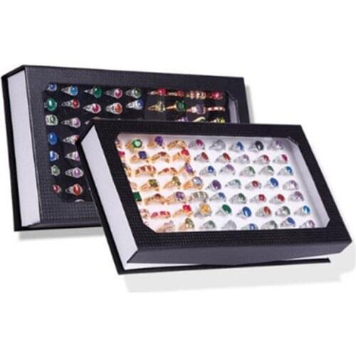Flip Skylight 72-eye Ring Box, Desktop Multi-function Jewelry Storage Box, Ring Earrings, Earring Jewelry Display Storage Box