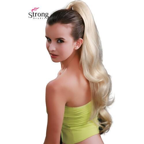 StrongBeauty Blonde Long Wavy Dual Use Claw Clip Ponytail Hairpiece Hair Extensions 26 inch Synthetic Heat Resist