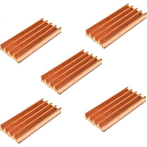 5pcs Pure Copper Mini Ultra thin heat Sink Memory RAM Cooling For VGA DDR MOS GPU IC Chipset Radiator Cooler Heatsink 22x9mm