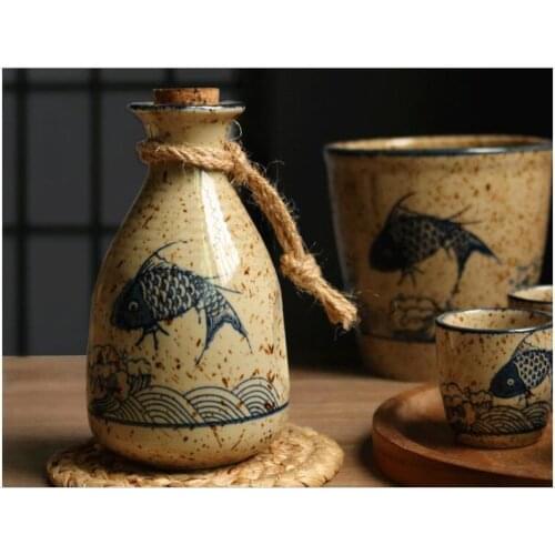 Vintage Ceramic Wineware Sake Separator White Yellow Wine Spirit Liquor Pot Japanese Style Flagon Household Handmade Wineware