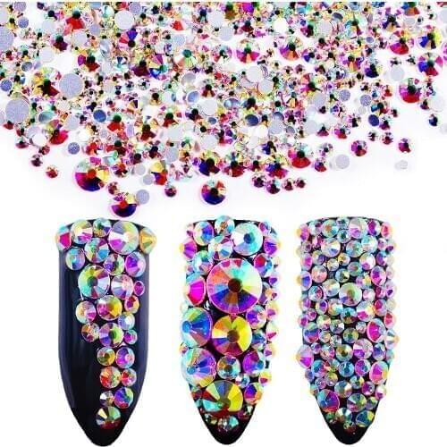 High quality fashion charm super flash SS3-SS50 crystal AB glass nail rhinestone DIY nail art decoration Strass Gem