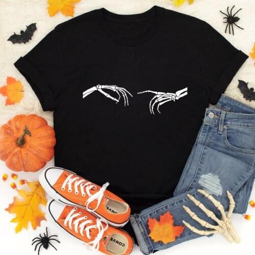 Creation Bones Hands T-shirt Funny Unisex Skeleton Halloween Tshirt Spooky Women Short Sleeve Graphic Goth Tees Tops