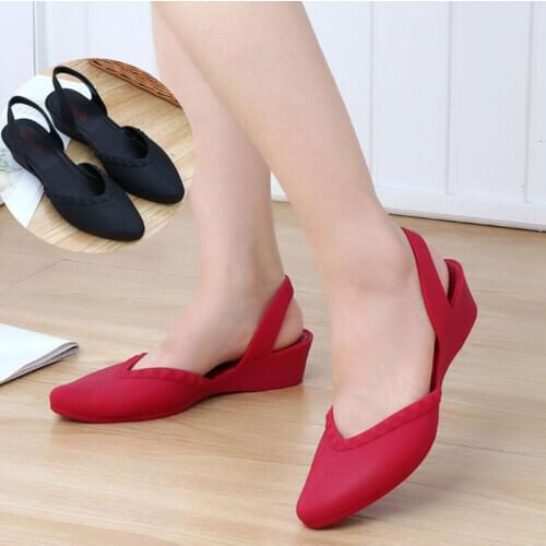 Women Pionted Toe Wedge Sandals Lady Fashion Jelly Shoes 2020 Summer Female Low Heel Casual Studded Water Proof Sandals
