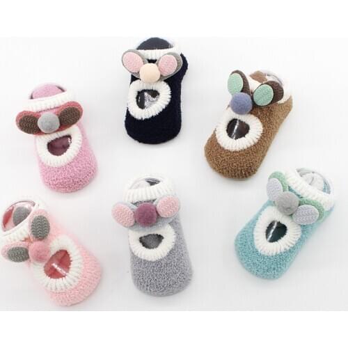 MAYA STEPAN 1 Pair Cotton Baby Socks Girls Boys Rubber Anti Slip Floor Cartoon Thick Coral Fleece Kids Autumn Spring Infant Gift