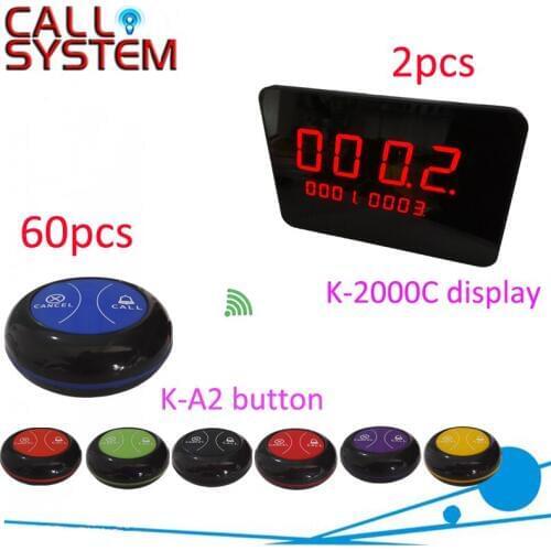 2 receivers 60 buzzers Wireless restaurant buzzer caller table call/calling button waiter pager system
