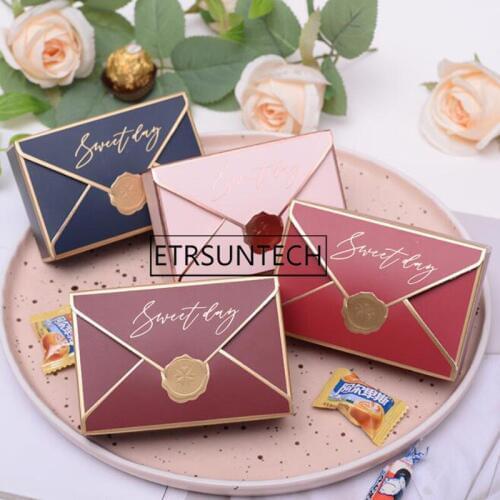 300pcs European Creative Envelope Candy Box Wedding Party Favors Chocolate Paper Gift Box 70x105x35mm