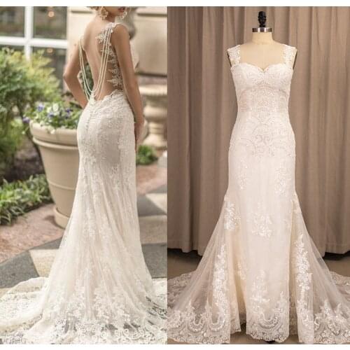 #4202 Gorgeous Elegant Slim-fitted Mermaid Sweetheart Lace Wedding Dresses Bridal Gowns Fishtail European Fashion Brides Dres