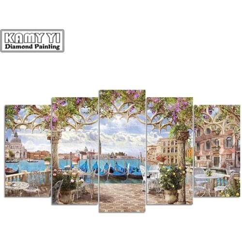 5 pieces of painting diamond embroidery 5D DIY diamond painting cross stitch landscape square diamond mosaic landscape