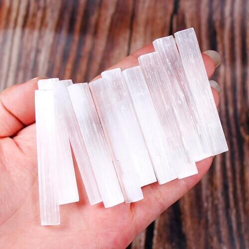 5pcs Natural Selenite Crystal Stick Chips Gypsum white Quartz Rough Minerals Specimen Point Healing Stone