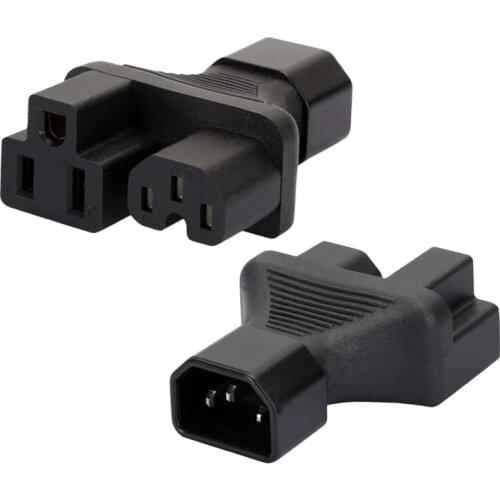 NEMA 5-15R to IEC 320 C14 AC Power Adapter IEC 320 C14 to US 3 Pin Female Power Splitter Y Adapter C14 to c13 5-15R 15A 125V