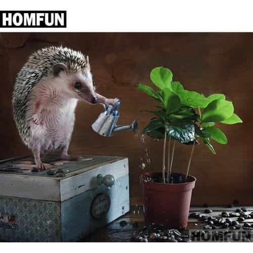 HOMFUN Full Square/Round Drill 5D DIY Diamond Painting "Hedgehog flowers" Embroidery Cross Stitch 5D Home Decor Gift A01333