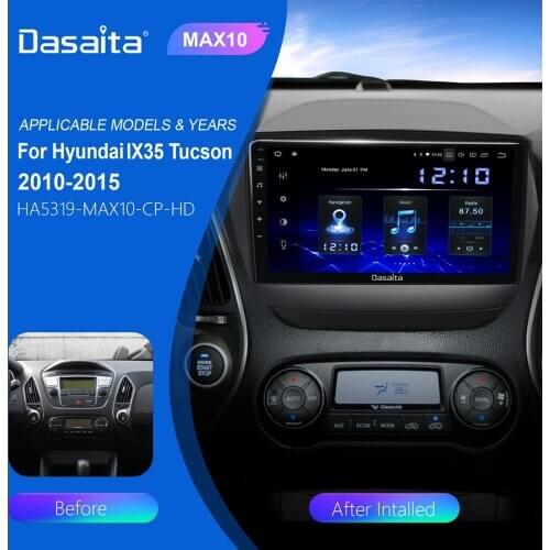 Dasaita 9" IPS Display Car 1 Din Radio-Player GPS Android10.0 for Hyundai IX35 2009-2015 USB 64G Ram Stereo Bluetooth