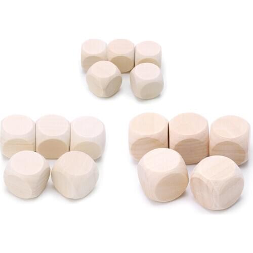 Big sale5pcs Blank Wood Dice Kid Printing Engraving Graffiti DIY Toys Family Party Games