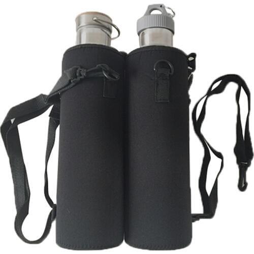 1000ML Water Bottle Cover Bag Pouch w/Strap Neoprene Water Bottle Carrier Insulated Bag Pouch Holder Shoulder Strap Black