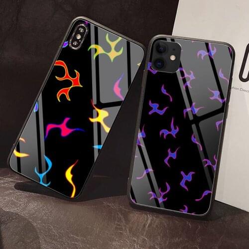 Flame retro Phone Case Tempered Glass For iPhone 12 Pro Max Mini 11 Pro XR XS MAX 8 X 7 6S 6 Plus SE 2020 case