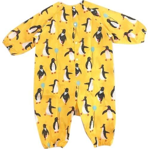 Pineapple Print Baby Waterproof Long Sleeve Feeding Painting Smock Jumpsuit