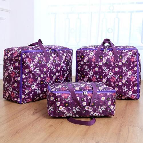 Home Portable Receptacle Color Thickened Oversize Oxford Cotton Washable Dustproof Soft Travel bag Quilt Foldable Storage Bags