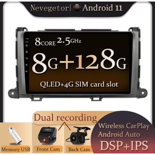 DSP Android 11 IPS 9" Car Stereo Radio GPS Navigation Player For 1Toyota Sienna 2009 2010 2011 2012 2013 2014 Multimedia