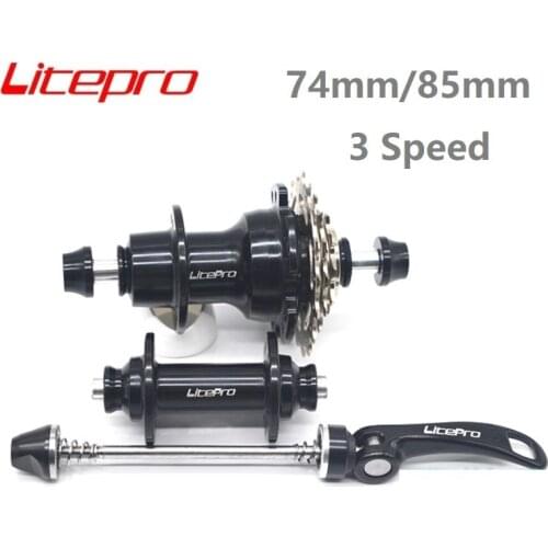LITEPRO 14-16 Inch Folding Bike Hubset Front Rear V Brake Hub Set 74mm/85mm 20H 3 Speed Freewheel Freehub Black/Silver/Red