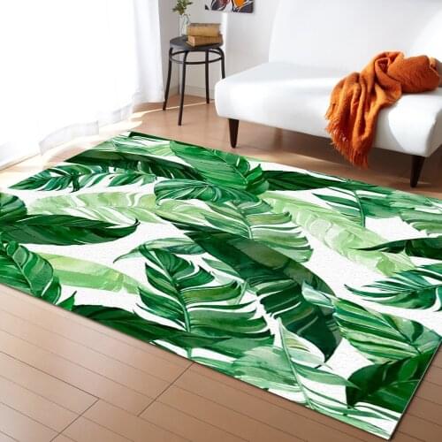 Green Leaf Watercolor Pattern Carpet for Living Room Kids Bedroom Bedside Rugs Soft Carpets Home Sofa Table Decor Mat