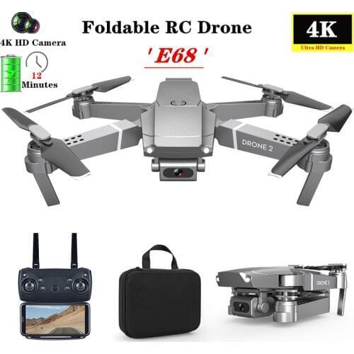 Mini RC drone with 4K camera wide angle 1080P HD WIFI FPV E68 Quadcopter Model electronics Professional selfie dron Toys boys