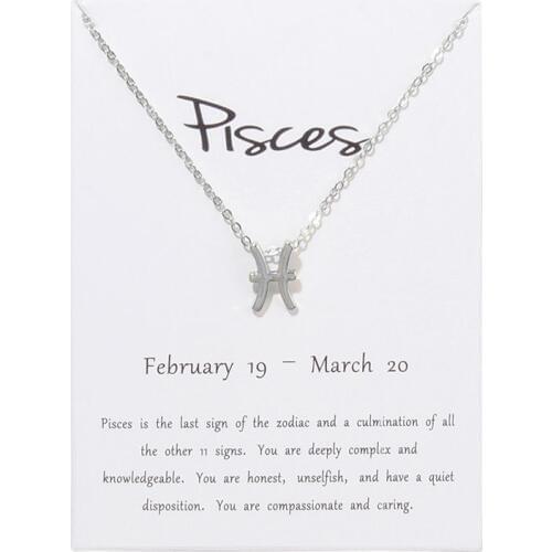 Fashion 12 Constellation Taurus Pisces Pendant Necklaces For Women Zodiac Chains Necklace Valentines Gifts necklace women