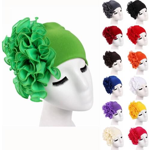 New Flower Turban Hijab Inner Caps Women Stretch Beanie Bonnet India Chemo Cap Hat Hair Loss Cover Muslim Islamic Scarf Headwear