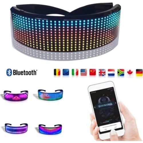 New Magic Bluetooth Led Party Glasses APP Control Shinning Glasses USB Charge DIY Edit Multi-lingual Quick Flash Led