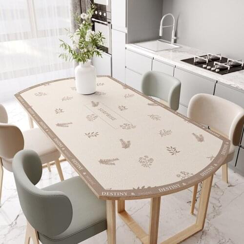 Nordic Style Oval Leather Table Mat PU Table Cloths Oil-proof Kitchen Pattern Dining Table Mat Living Room Hotel Decoration