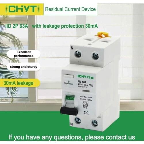 AC 2P 63A 30mA RCD 230V Residual Current Device Differential Breaker Safety Switch