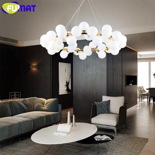 FUMAT Modern Living Room Pendant Lights Creative Ball Shaped Glass Cord Pendant Lamp LED Lights for Bar Bedroom Restaurant Hotel