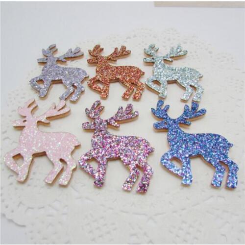 Sew on Glitter felt patches for clothes 5x3cm deer shape 30pcs scrapbooking accessories