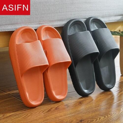 ASIFN Women Thick Platform Slippers Summer Beach Eva Soft 4CM Heel Slide Sandals Men Ladies Indoor Bathroom Anti-slip Shoes