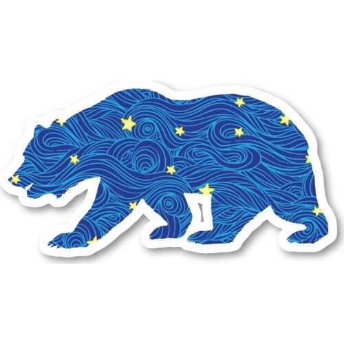 Volkrays Bear Walking Sticke Blue Spirals and Star Stickers Waterproof Vinyl Decal for Laptop Phone Tablet Automobile,15cm*15cm