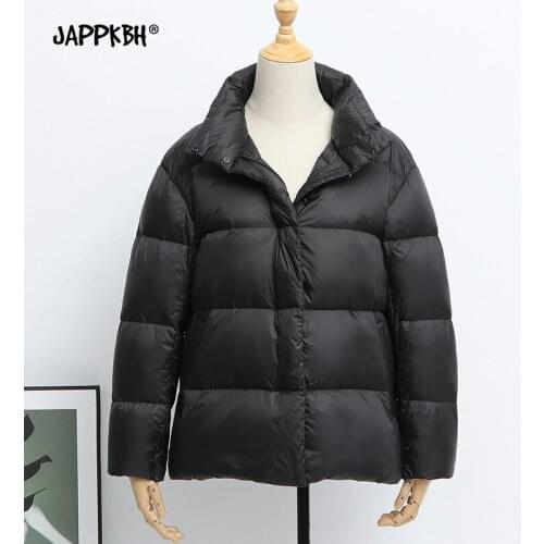 Women Winter Down Jacket Female Solid Coat Light Outwear Thick Warm Down Coats Female Casual Loose Long Sleeve Tops Parkas Women