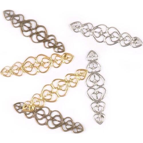 10pcs Flower Filigree Wraps Connectors Antique DIY Embellishments For Scrapbooking Crafts Supplies Home Decor 54x14mm YK0736