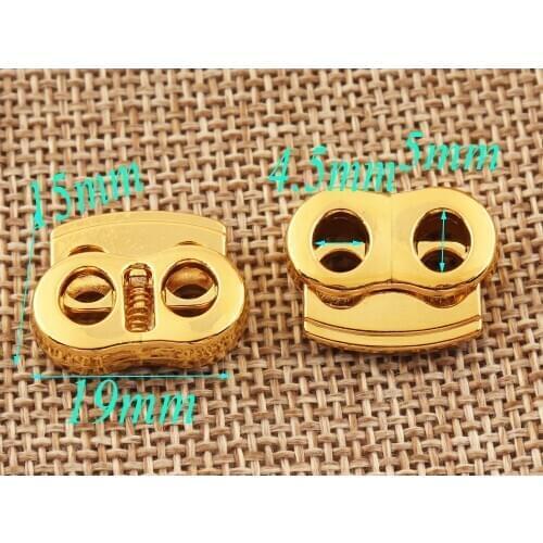 12 PCS Gold Double Barrel Toggle Cord Lock,Cylinder Stopper Toggle,Stopper Spring Buckle,Craft Cord Locks Connector Buckle
