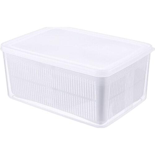 50LB Retractable Kitchen Storage Box Drain Basket Refrigerator Keep Fresh Box Vegetable Fruit Drain Case Multifunctional