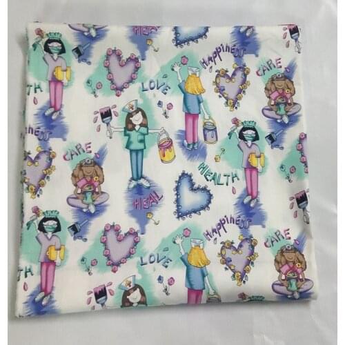 50x70cm Love Heart Happy Nurse Cotton Fabric Fabric Patchwork for Cloth Dress Apparel Party Home Decor