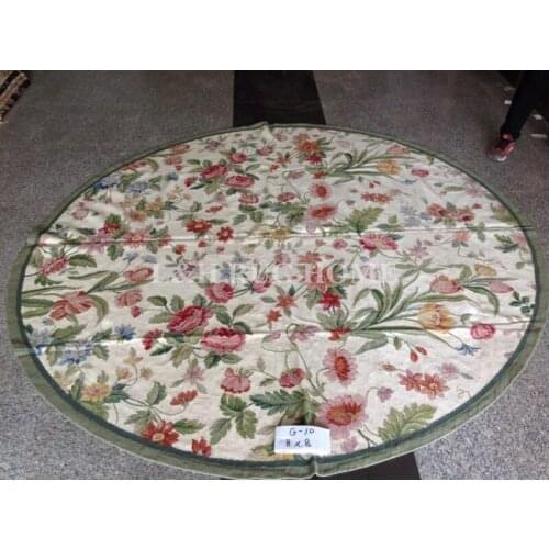 Free shipping 8'X8' Round Rug Handmade Floral Roses Wool Needlepoint Area Rug Dia 240cm