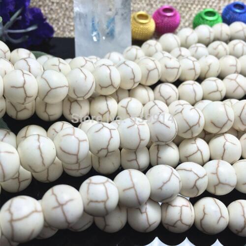 Free shipping White 4MM 6MM 8MM 10MM 12MM Synthetic Round Loose Stone Jewelry Beads