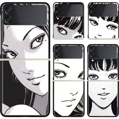 Phone Case For Samsung Galaxy Z Flip 3 5G Black Hard Cover ZFlip 3 Luxury Shockproof Bumper Cases Fundas Comic Junji Ito Tomie