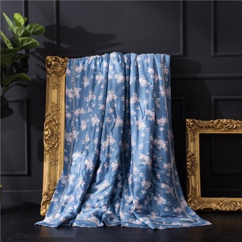 IvaRose Summer 1piece Quilt Floral Print Tencel Throw Blanket Adult Super Soft Blankets on Sofa Bed