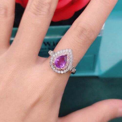 Exquisite Rings Fashion Inlay Purple Water Drop Cubic Zircon Elegant Simplicity Jewelry For Women Weddign Engagement Party Gifts