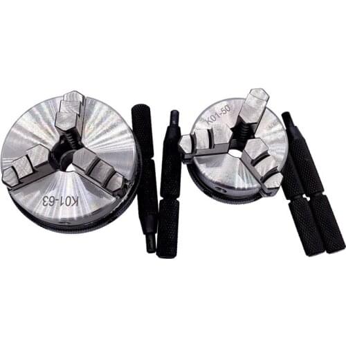 K01-63 Lathe Mini Chuck 3 Jaws Woodworking Hand Chuck with Mounting Thread Screw Rod Self-Centering Lathe Chuck Tool 63mm