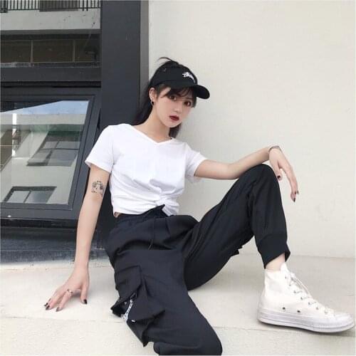 Pockets Cargo Pants Women High Waist Streetwear Pants Baggy Tactical Trouser Hip Hop High Quality Joggers Pants Solid Color