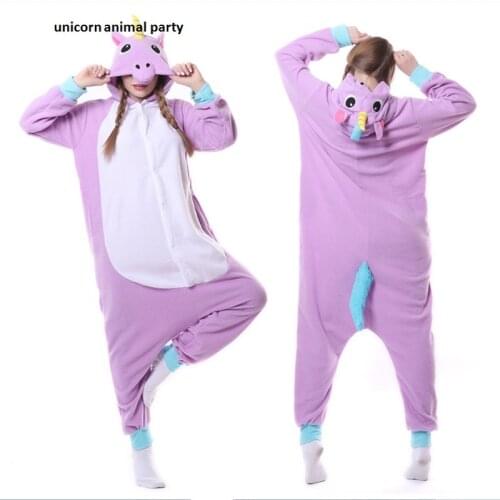 Kigurumi Onesies Cosplay Adult Purple Unicorn Cosplay Costume Pajamas Sleepwear Women Men halloween costumes pajamas
