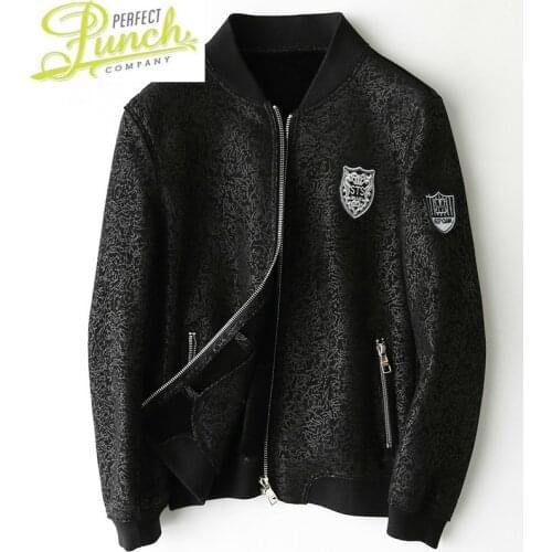 Genuine Leather Men 2021 Real Wool Fur Liner Autumn Winter Sheepskin Coat Short Baseball Bomber Jacket Plus Size 7688