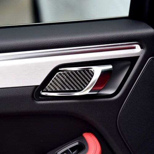 Genuine Carbon Fiber Car Interior Dooe Handle Bowl Trim Cover Styling sticker Fit For Porsche Macan 2014-2021