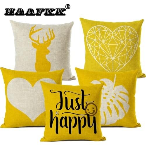 Mustard Yellow Cushion Cover 45*45 Fashion Letter Style Home Cafe Decoration Custom Throw Pillow Dropshipping 40x40cm